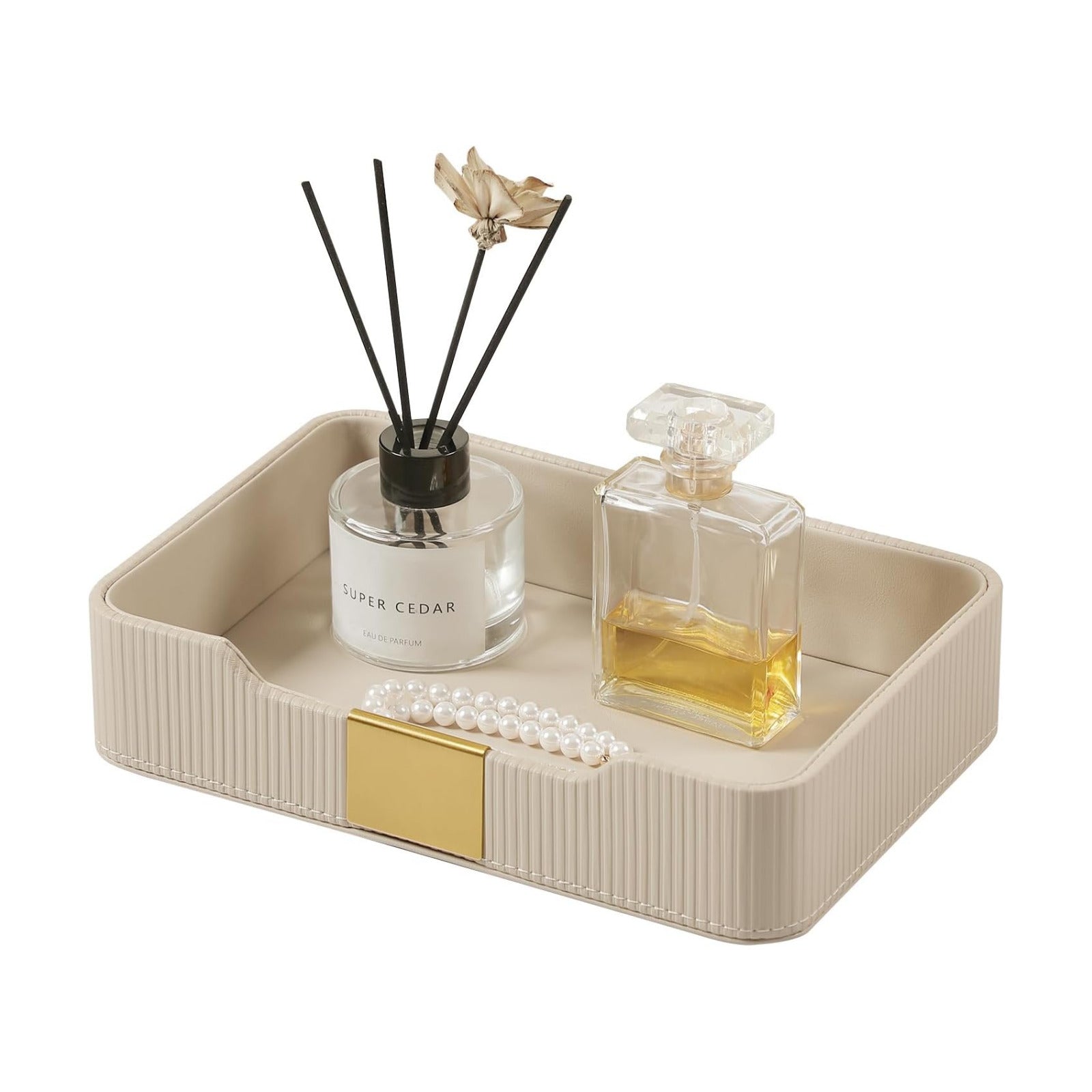 Valet Tray Desktop Storage Organizer / Beige
