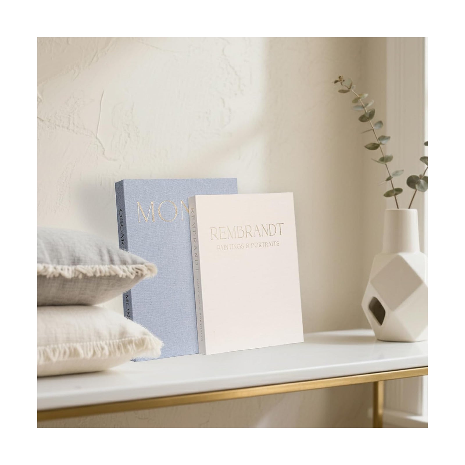 Linen Boxes / Decorative Faux Books / Grey+beige / Set of 2