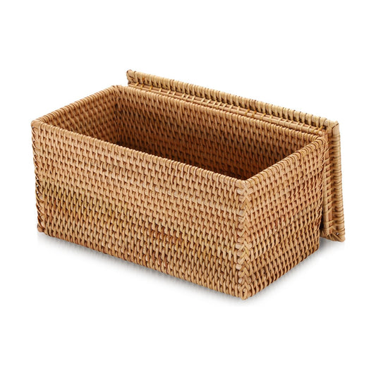 Rattan Basket Box / 11.8"L x 6.2"W x 6.1"H / Natural Color