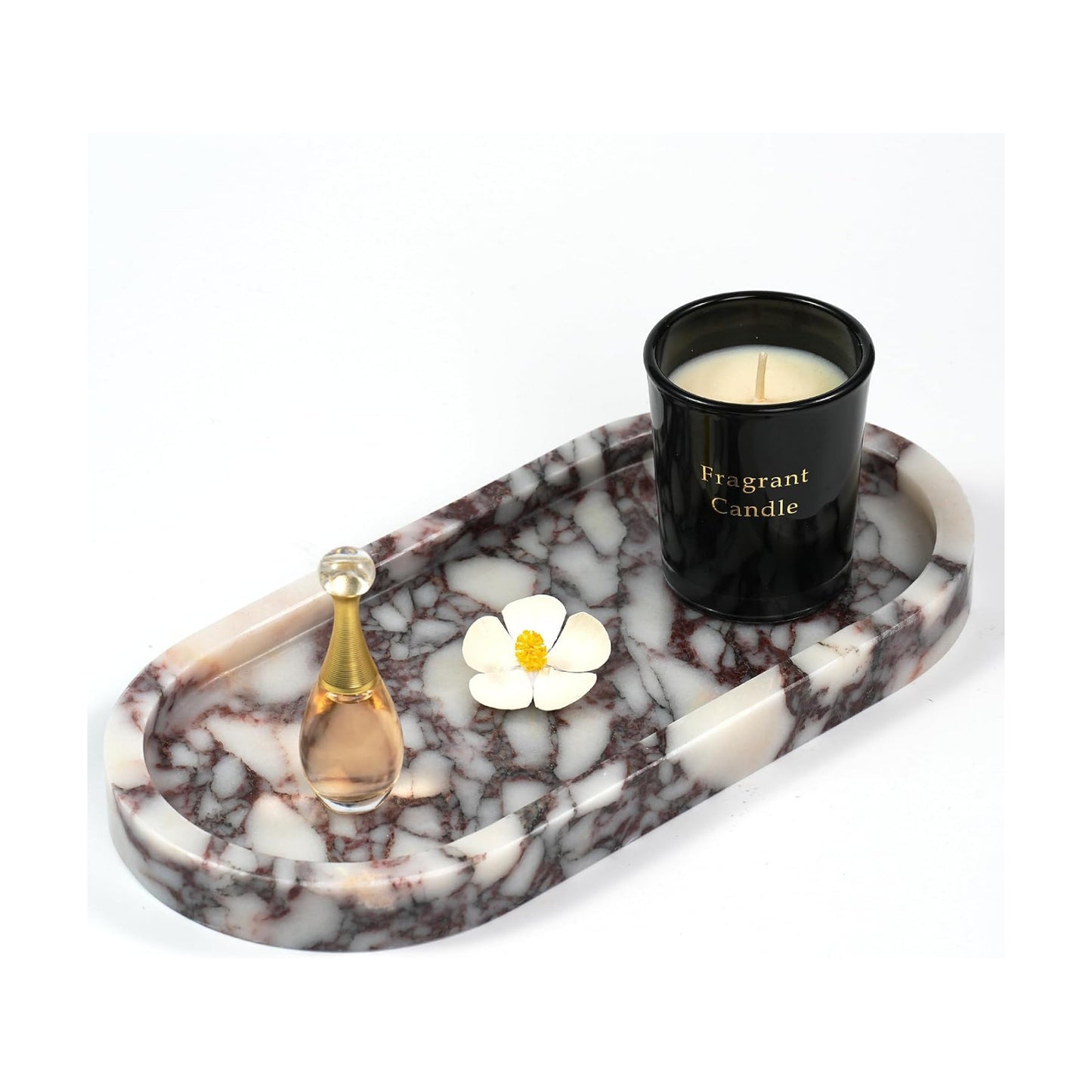 Catchall Organizer / Violet Marble Oval Tray / Oval-calacatta Viola