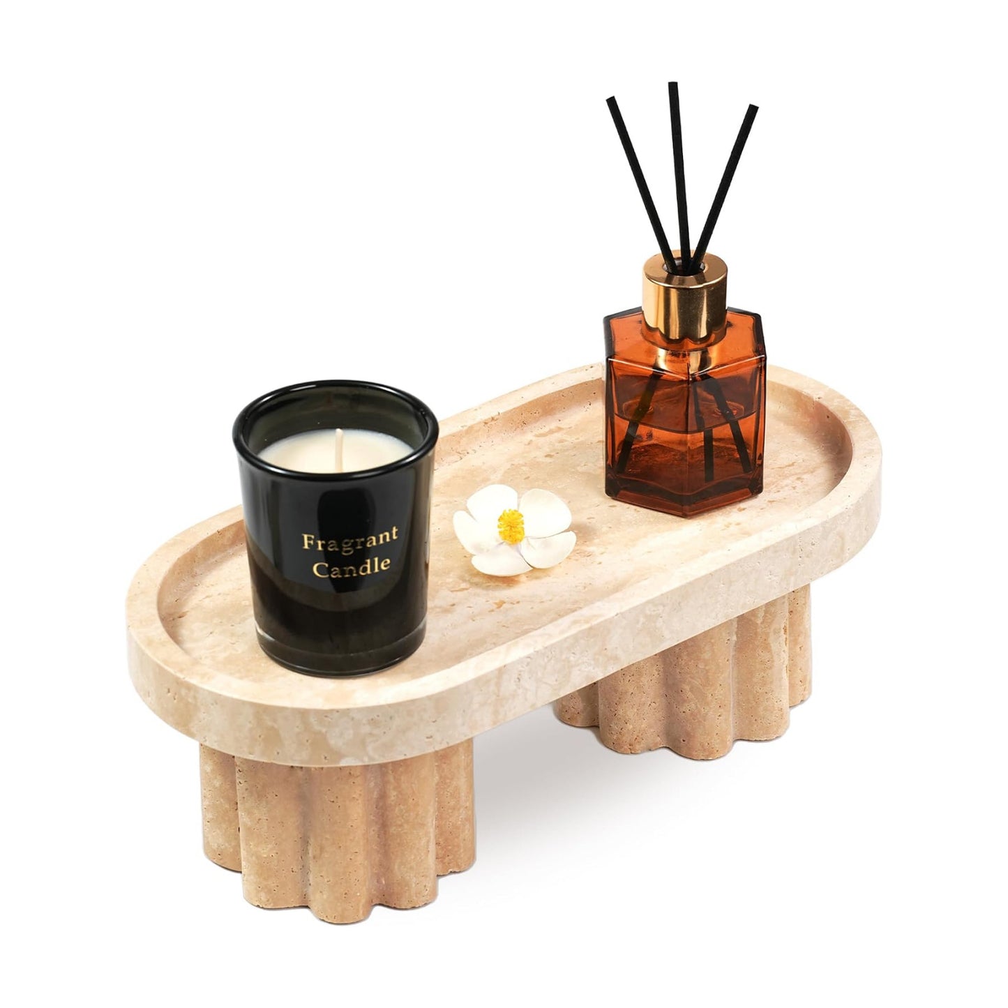 Travertine Marble Perfume Tray / 2leg-travertine