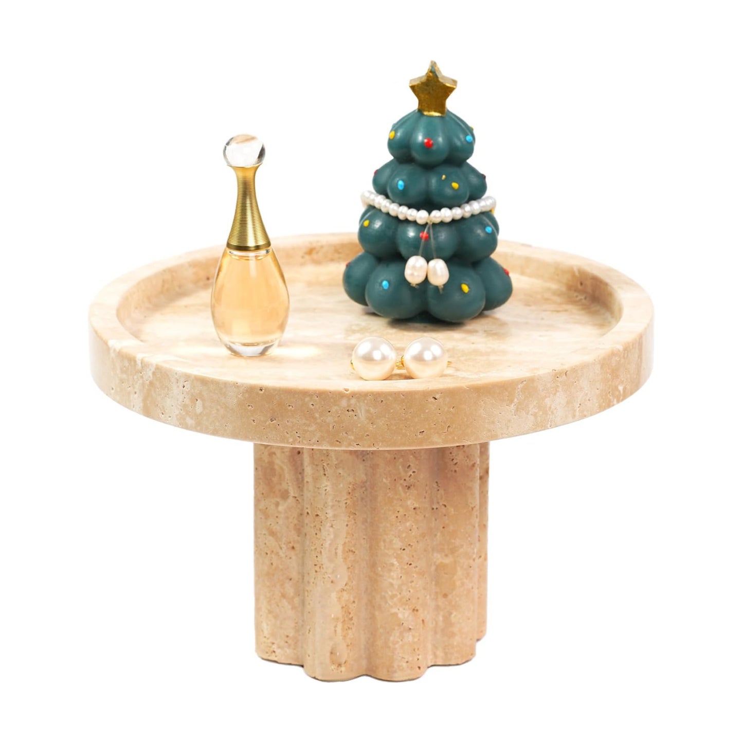 Travertine Marble Perfume Tray / 1leg-travertine