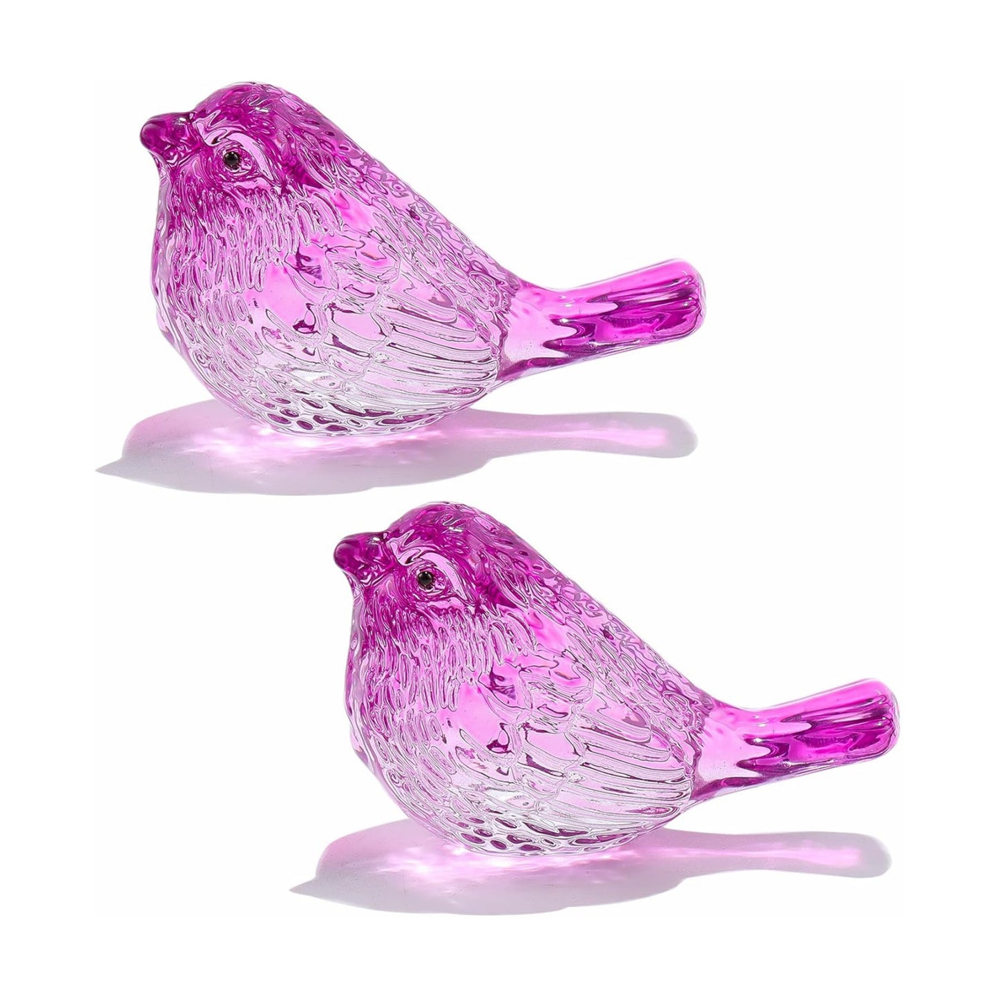 Crystal Birds Figurines Handmade Bird Gifts for Women Men Bird Lovers Glass / Purple / Set of 2