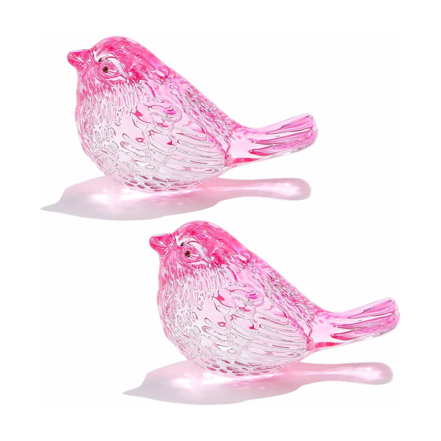 Crystal Birds Figurines Handmade Bird Gifts for Women Men Bird Lovers Glass Birds / Pink / Set of 2