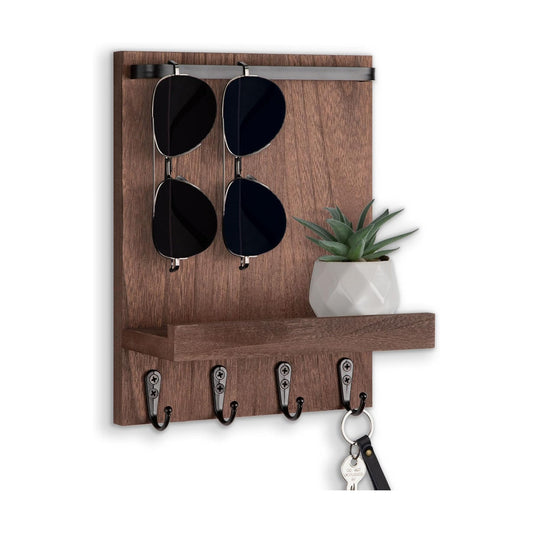 4 Hooks / Key Holder / Brown