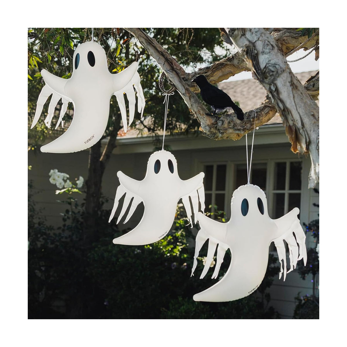 FUNBOY Hanging Ghost Halloween Decorations, Outdoor Décor, 3 Pack