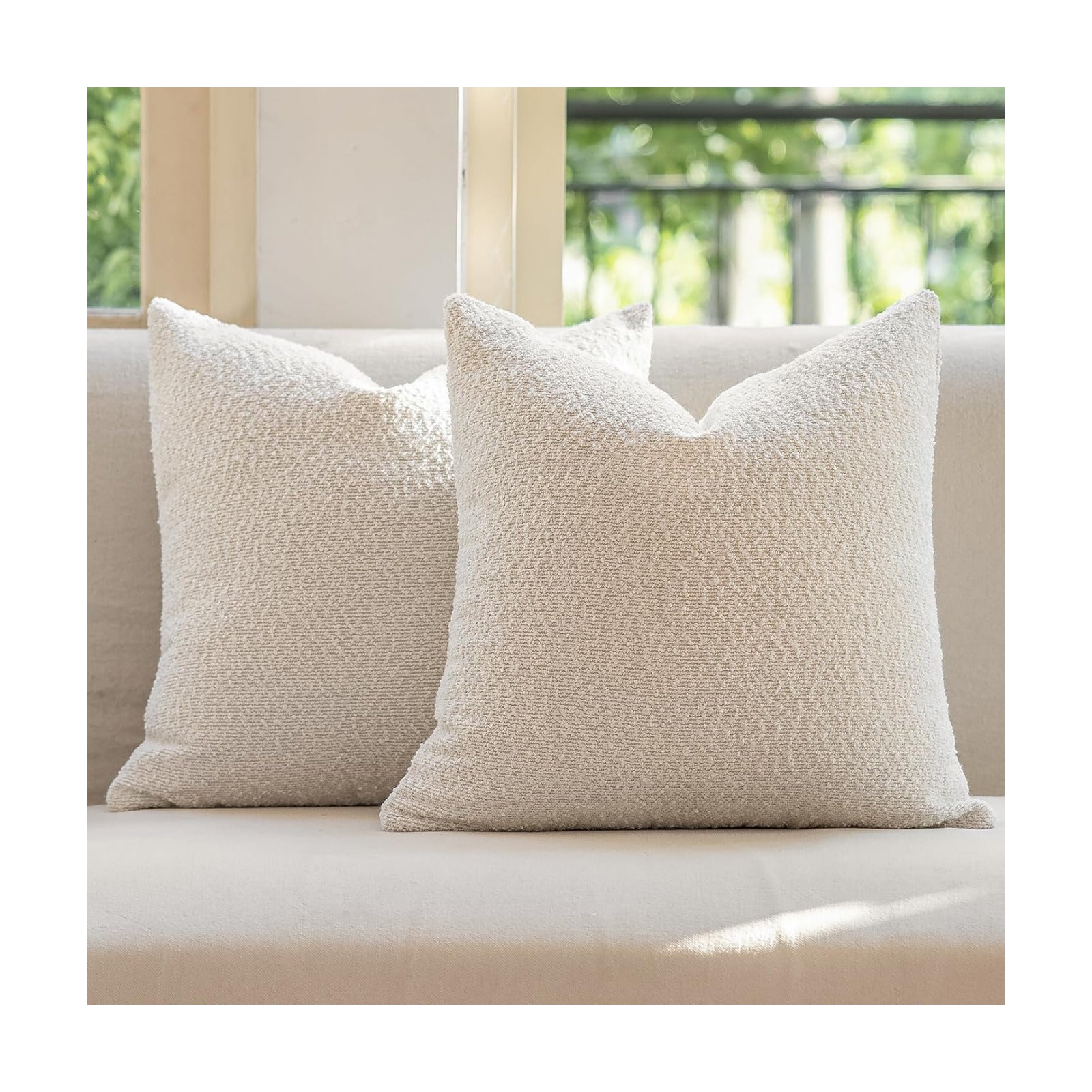 Decorative Throw Pillow Covers / Cream / 16 x 16 / Set of 2