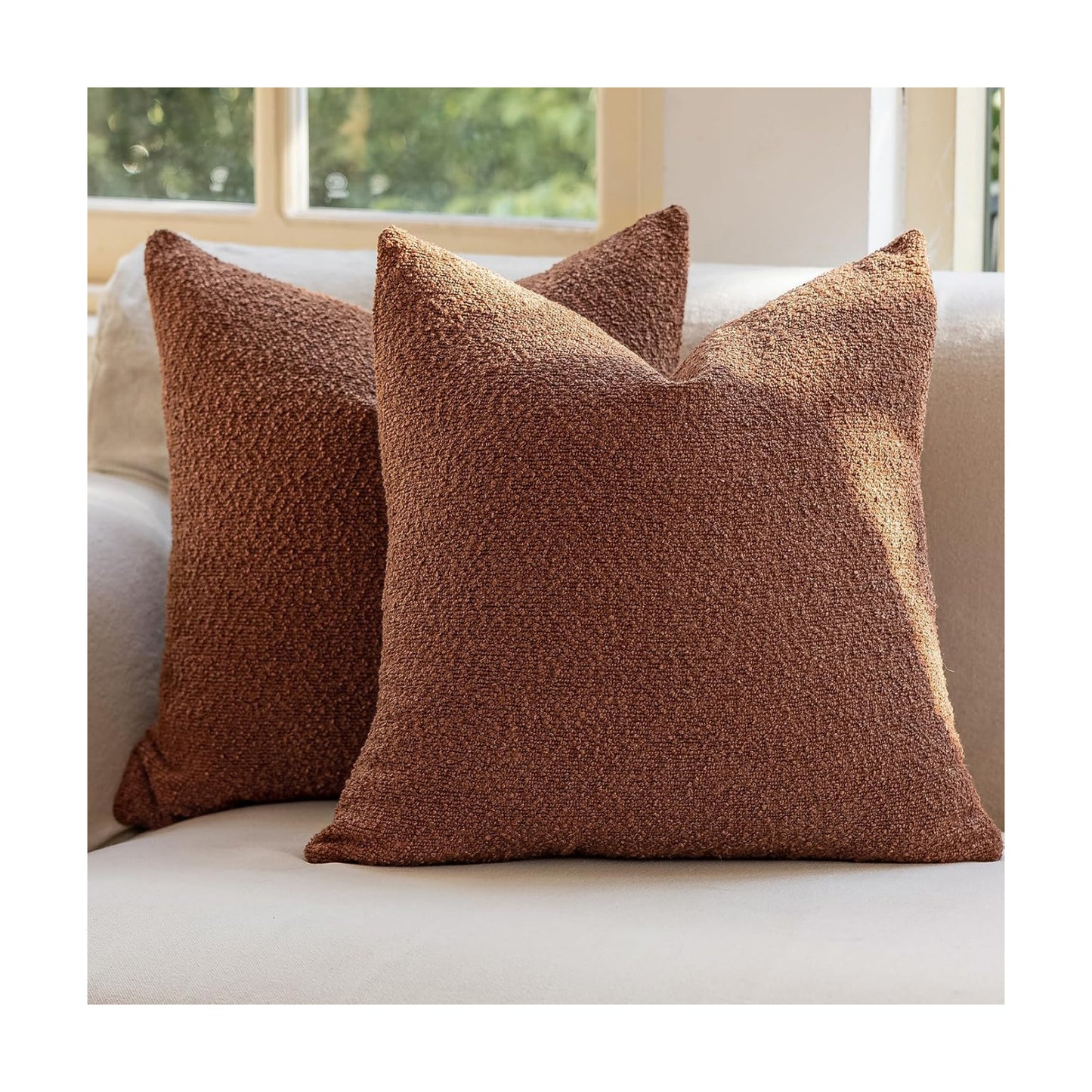 Decorative Throw Pillow Covers / Tobacco Brown / 18 x 18 / Set of 2