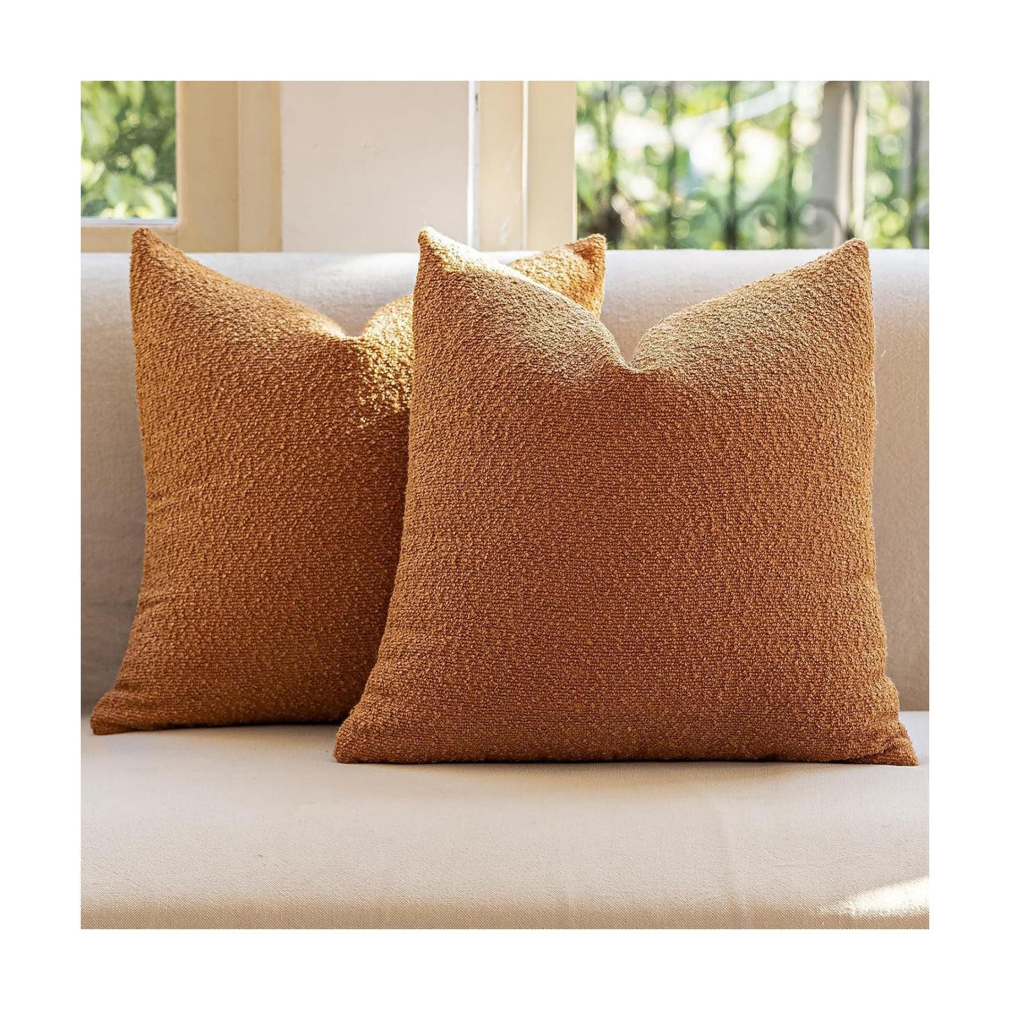 Decorative Throw Pillow Covers / Orange / 18 x 18 / Set of 2