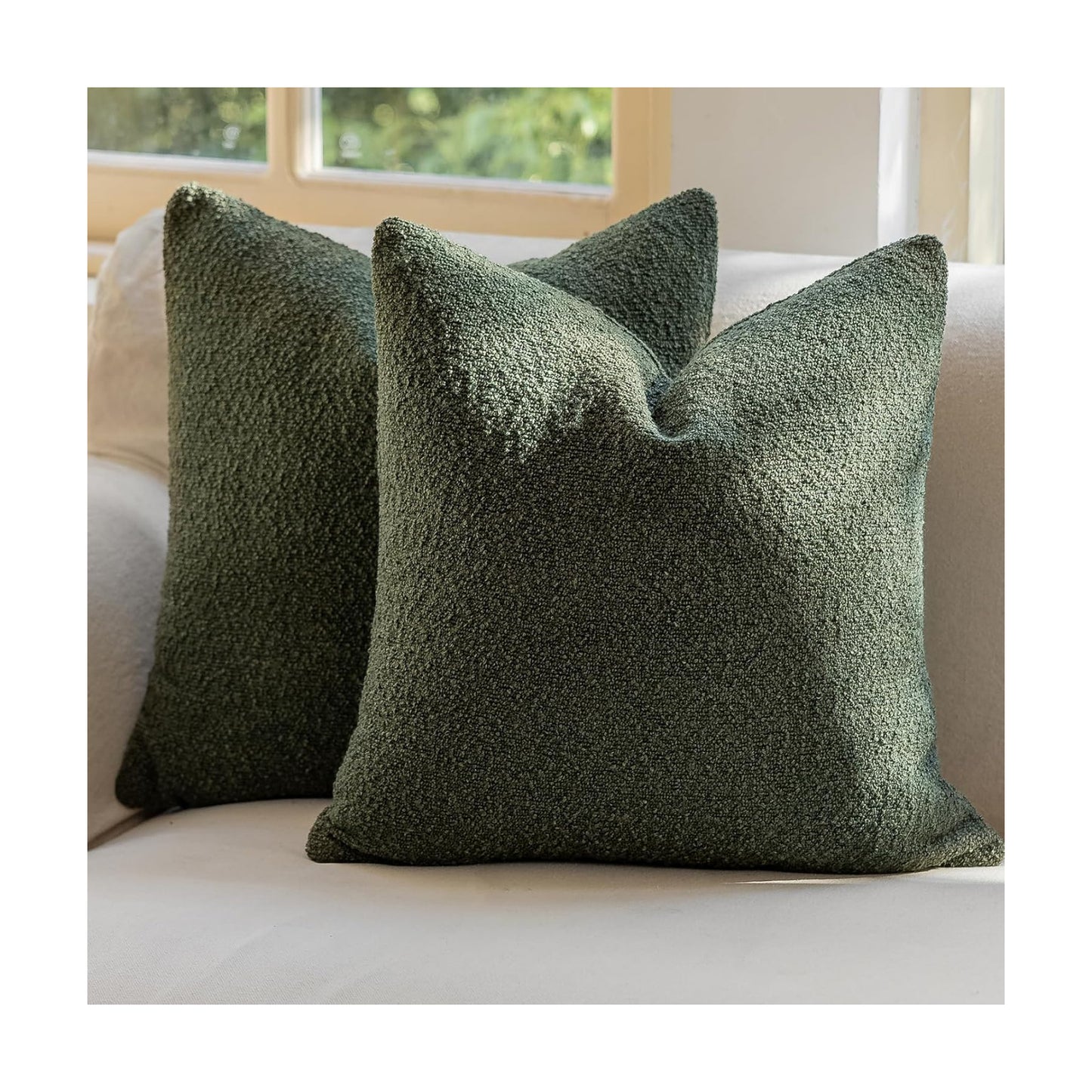 Decorative Throw Pillow Covers / Olive Green / 18 x 18 / Set of 2