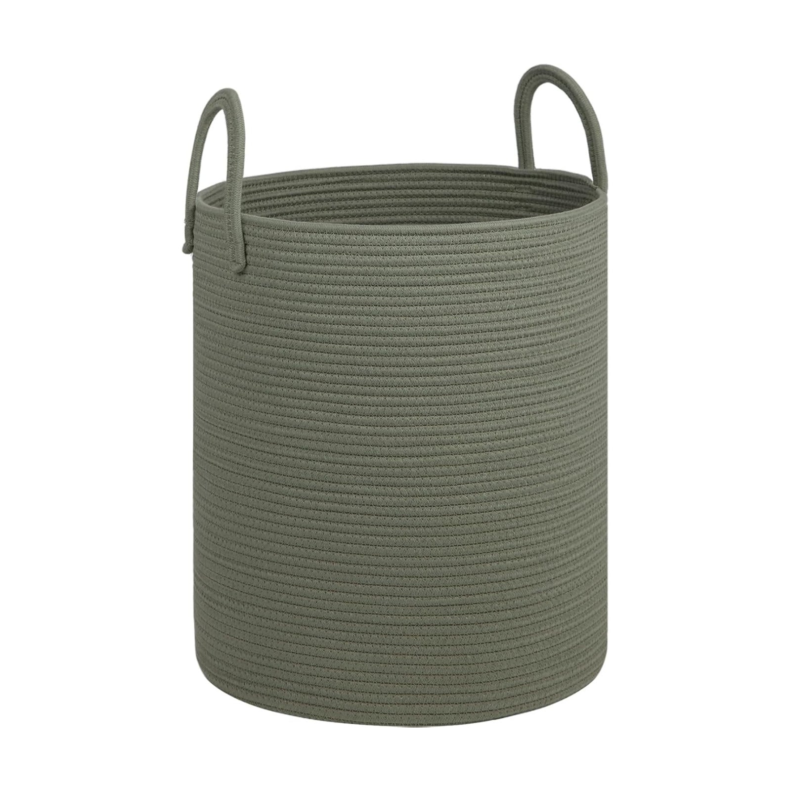 Laundry Basket / Cotton Rope Storage Basket / Green / 100L / 18 x 18 x 22