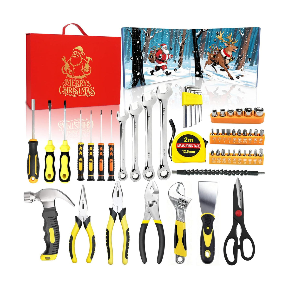 Hand Tool Advent Calendar With Storage Box for Adult Men,Household Hand Tools Set Christmas Stocking Stuffers Gifts for