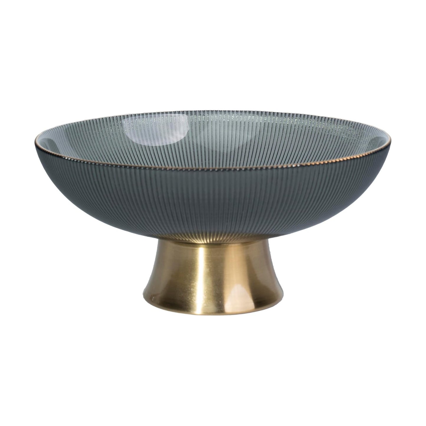 Round Glass Decorative Bowl / Gray / 9.8 Inch