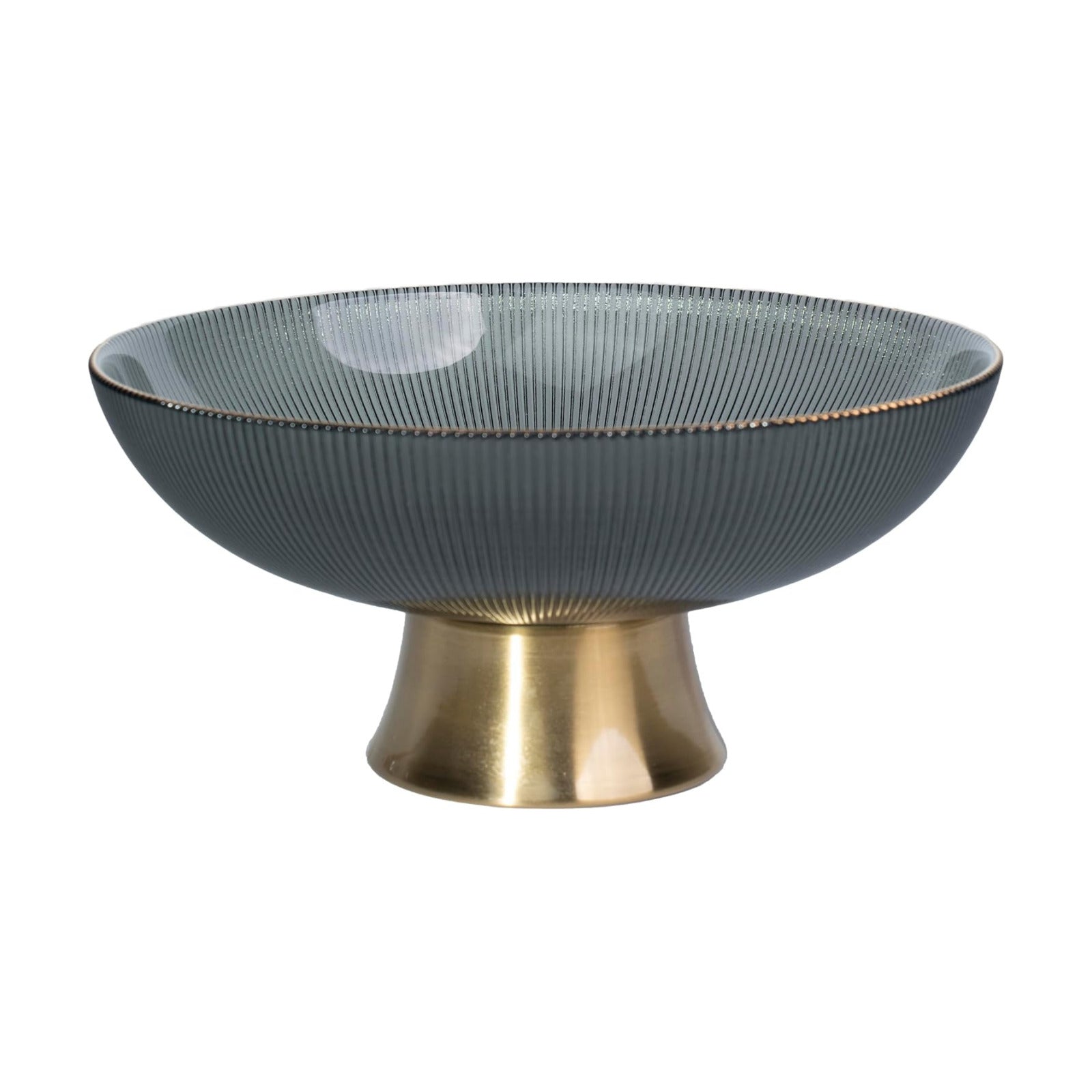 Round Glass Decorative Bowl / Gray / 9.8 Inch