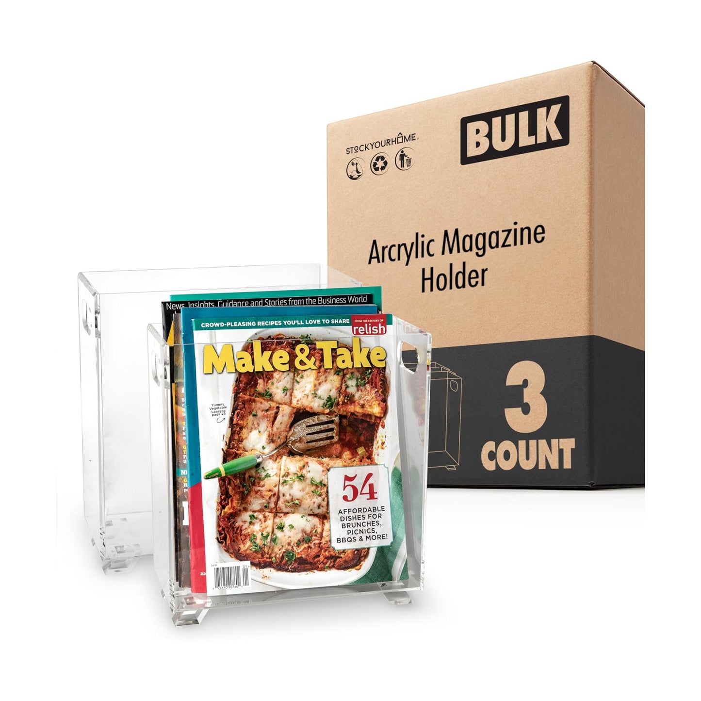 Acrylic Magazine Holder / Clear / Set of 3