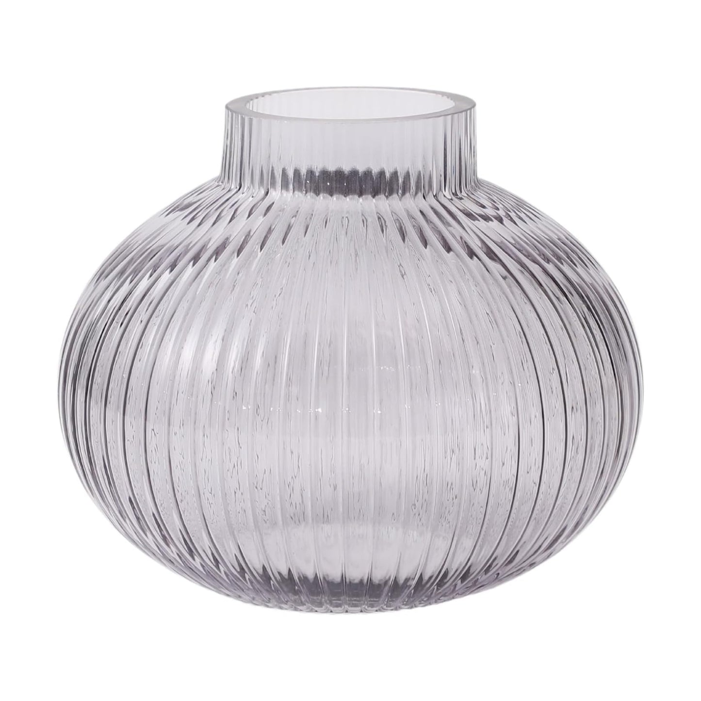 Black Glass Vase for Tulips / Gray / Round 6 Inches