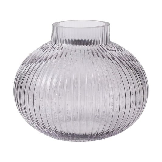 Black Glass Vase for Tulips / Gray / Round 6 Inches