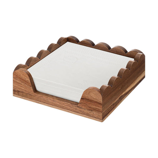 Scalloped Guest Napkin Holder Wooden Guest Towel Holder Tray / Square