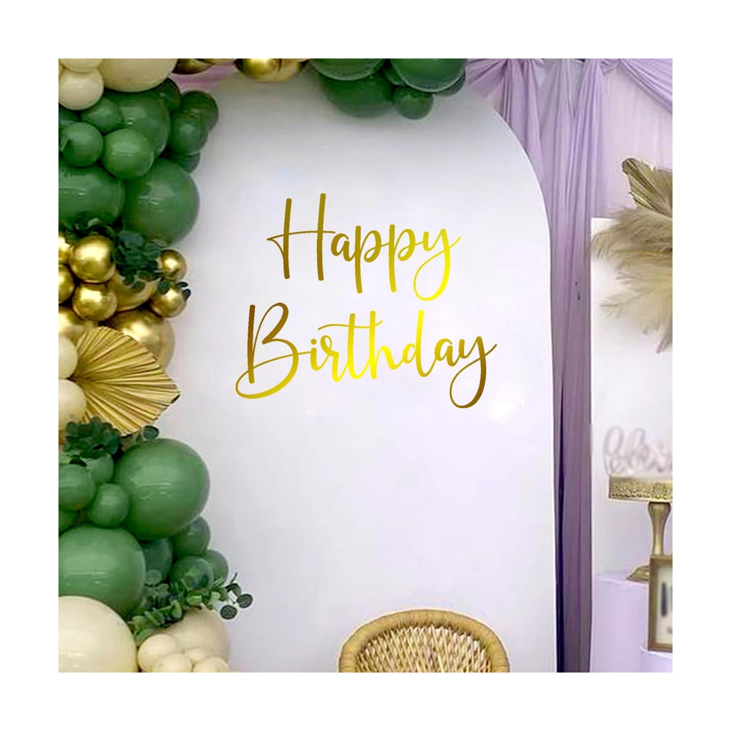 Gold Happy Birthday Party Decal for Women Men / Gold-hb
