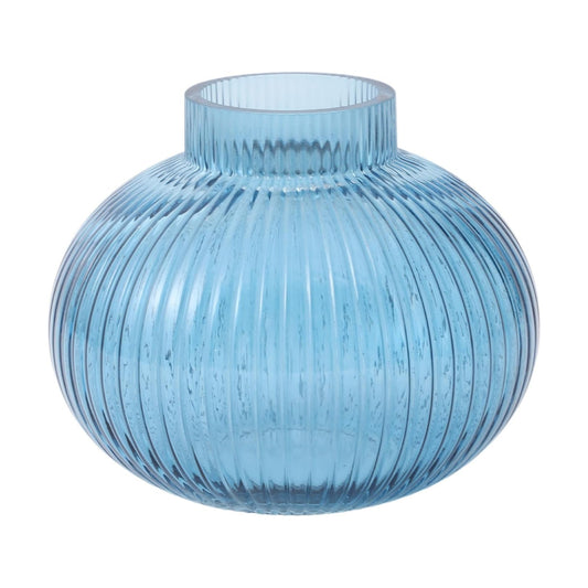 Glass Vase for Tulips / Blue / Round 6 Inches