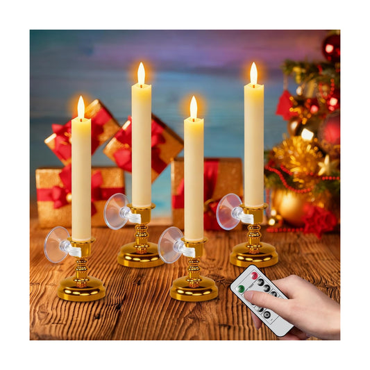 Wondise 7“ Window Candles with Remote Timer Real Wax Short Candles