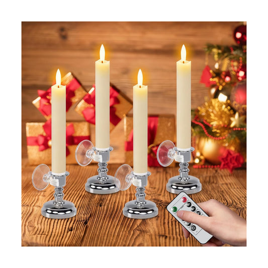 Wondise 7" Window Candles with Remote Timer Real Wax Short Candles