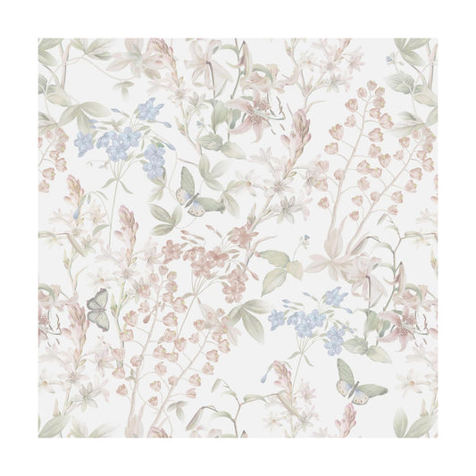 Floral Wallpaper Pink Peel and Stick Wallpaper White Boho Contact Paper / Flutter Pink / 17.3 x 197