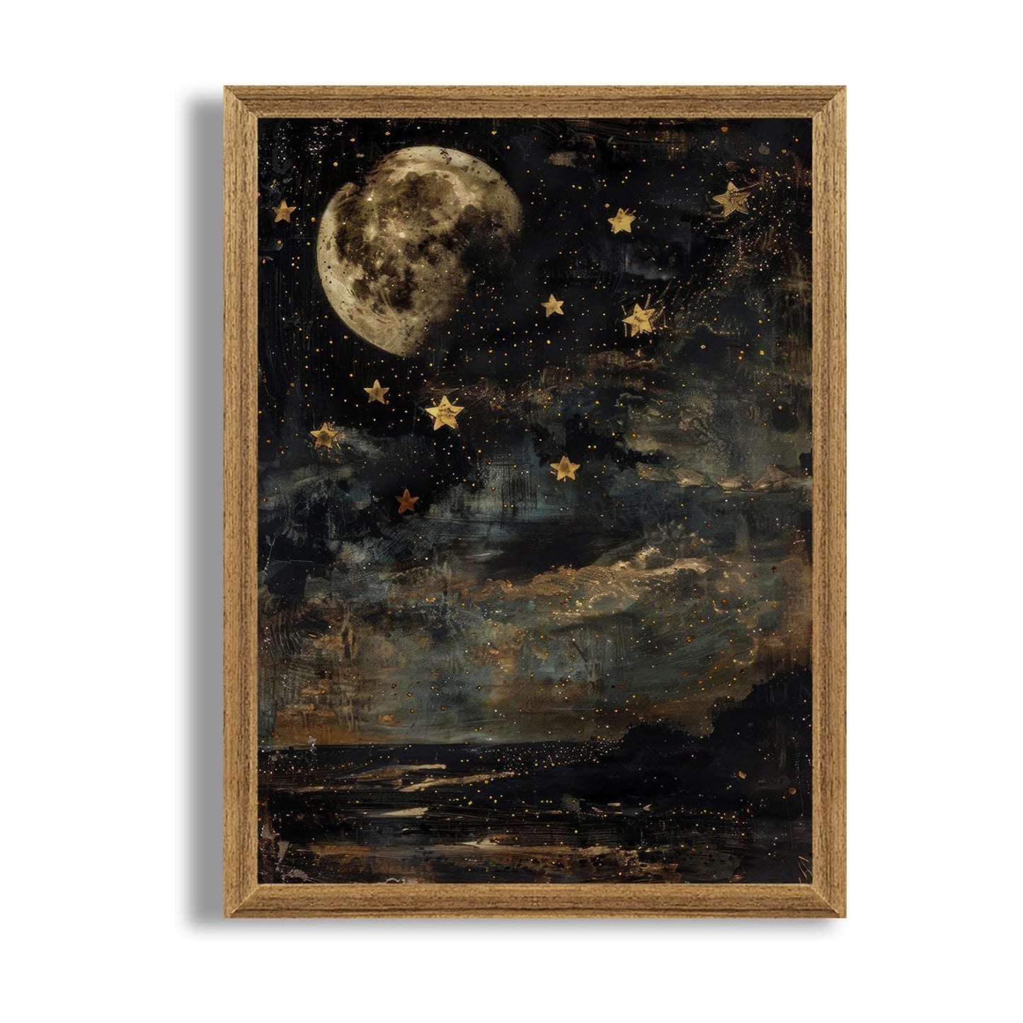 Wood Framed Celestial Decor / 16"L x 12"W / Star