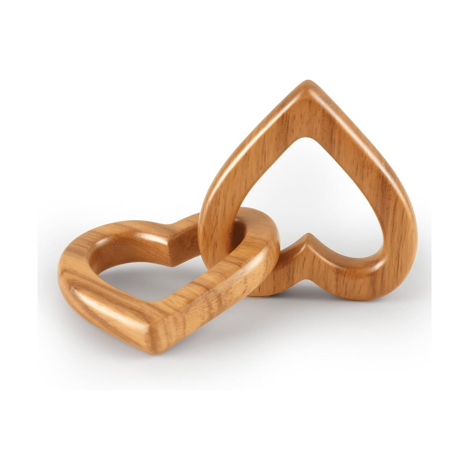 interlinked Olive Wood Hearts / Medium