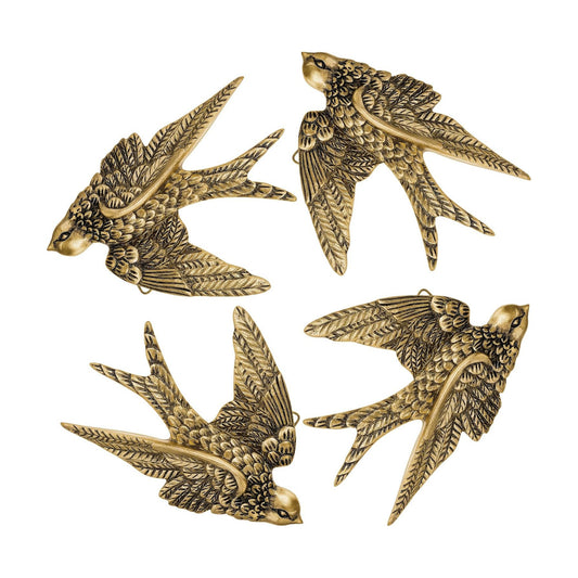 Vintage Bird Wall Sculpture Decor Art Antique 3D Sculpted Hanging / Classic / 4.7inch / Set of 4
