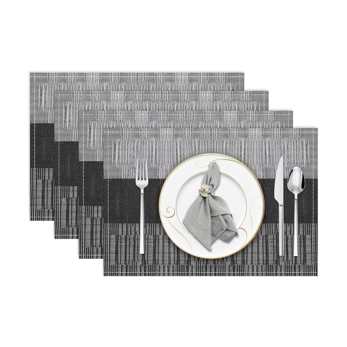 Niviy Black Halloween Placemats Set of 4, 12x18 Inch Washable Easy to Clean Heat-Resistant Anti-Skid Indoor Outdoor Table Mats for Holiday Party Kitchen Dining Room Decoration