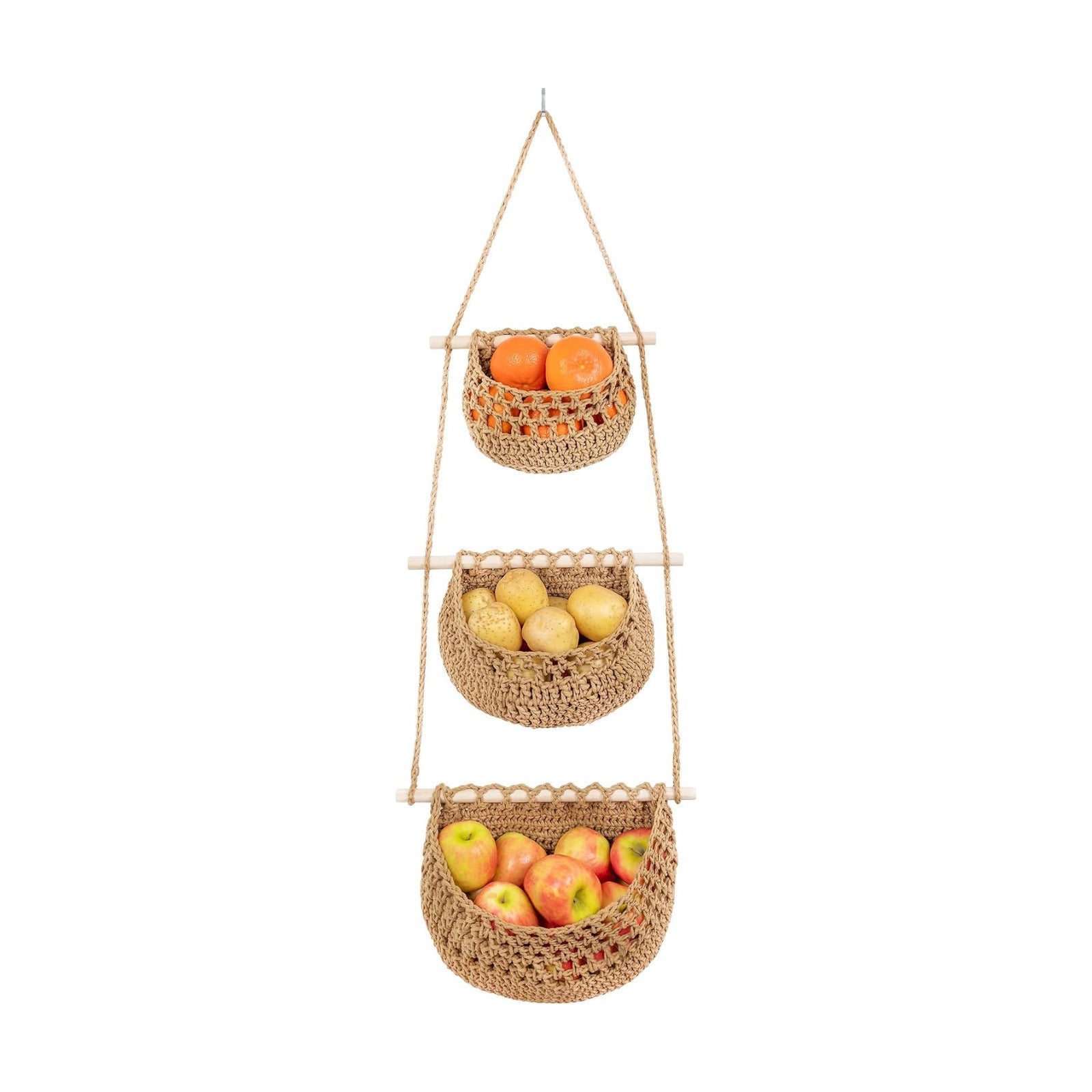 3 Tier Woven Wall Basket / Brown