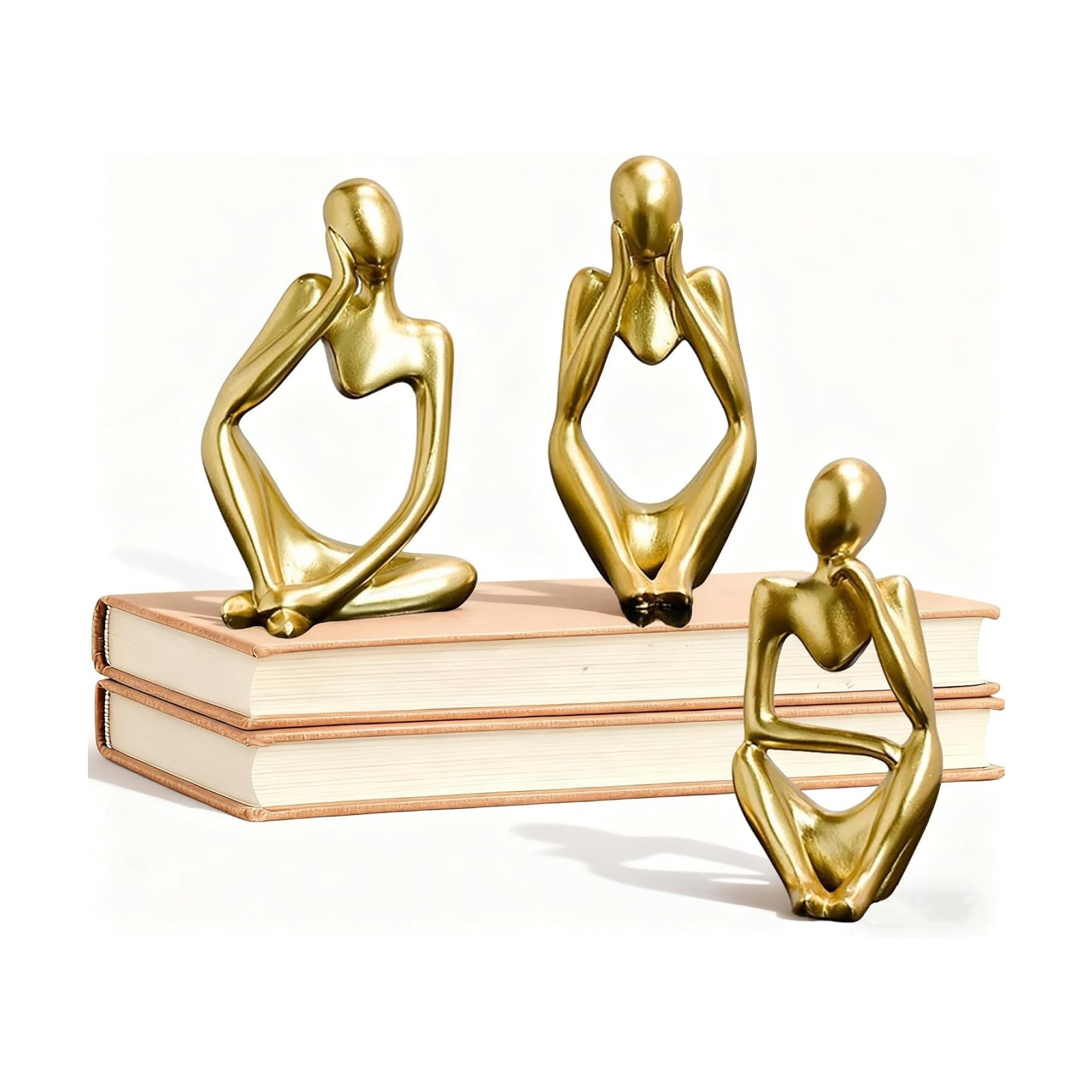 Thinker Statue Abstract Art Thinker Figurines Home Decor / Gold / Set of 3