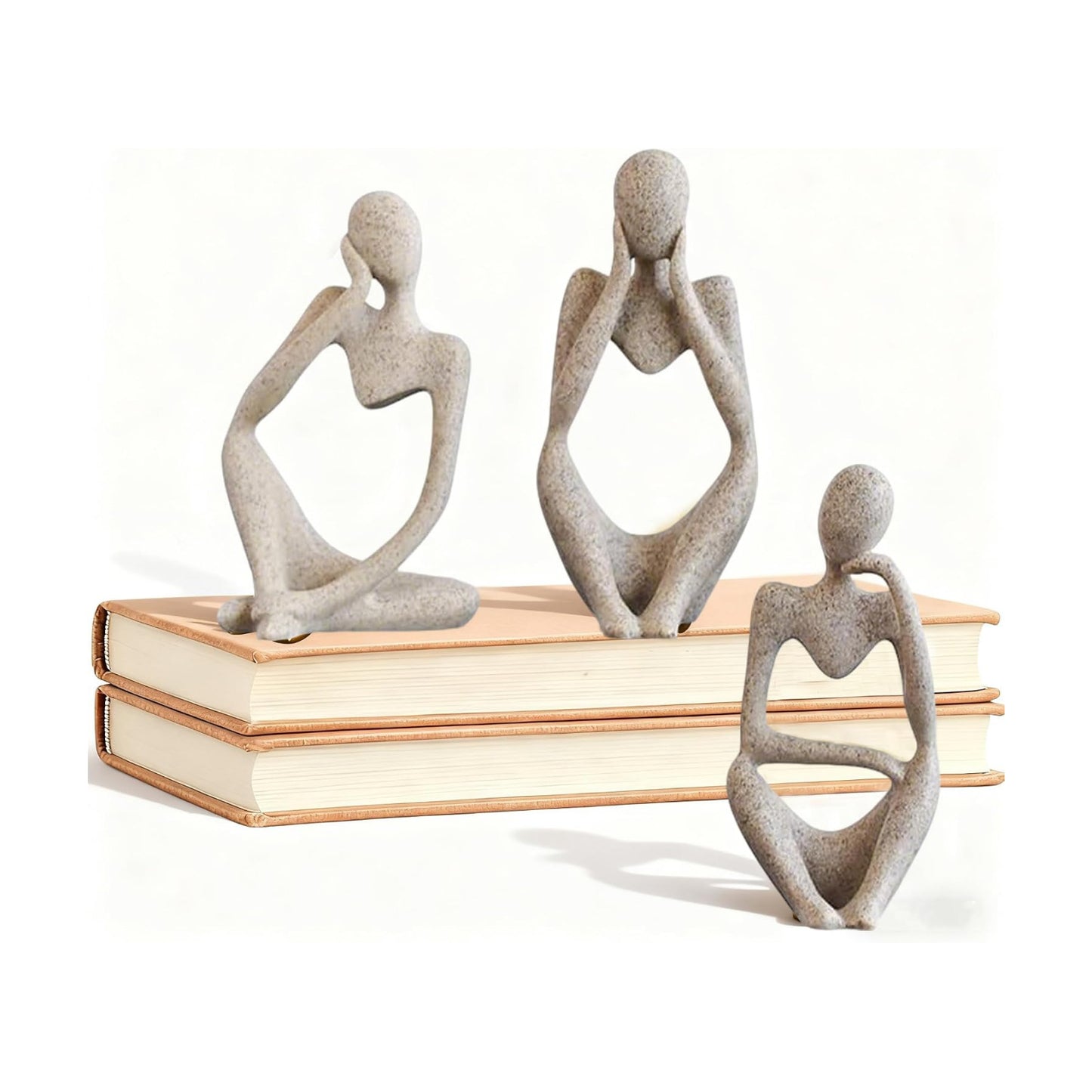 Thinker Statue Abstract Art Thinker Figurines Home Decor / Beige / Set of 3