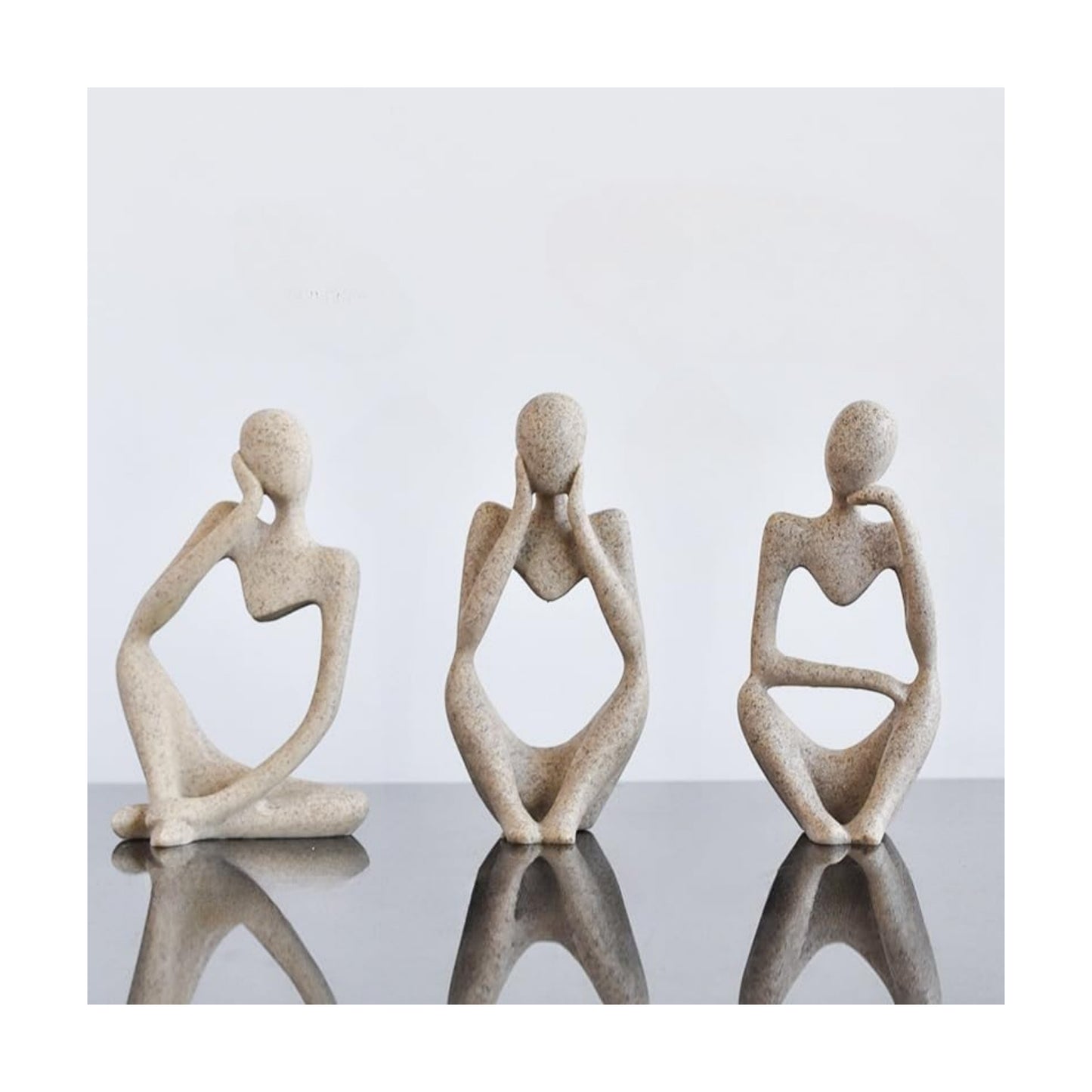 Pcs Resin Trendy Abstract Art Sculpture Collectible Figurines Home / Sand / White / Set of 3