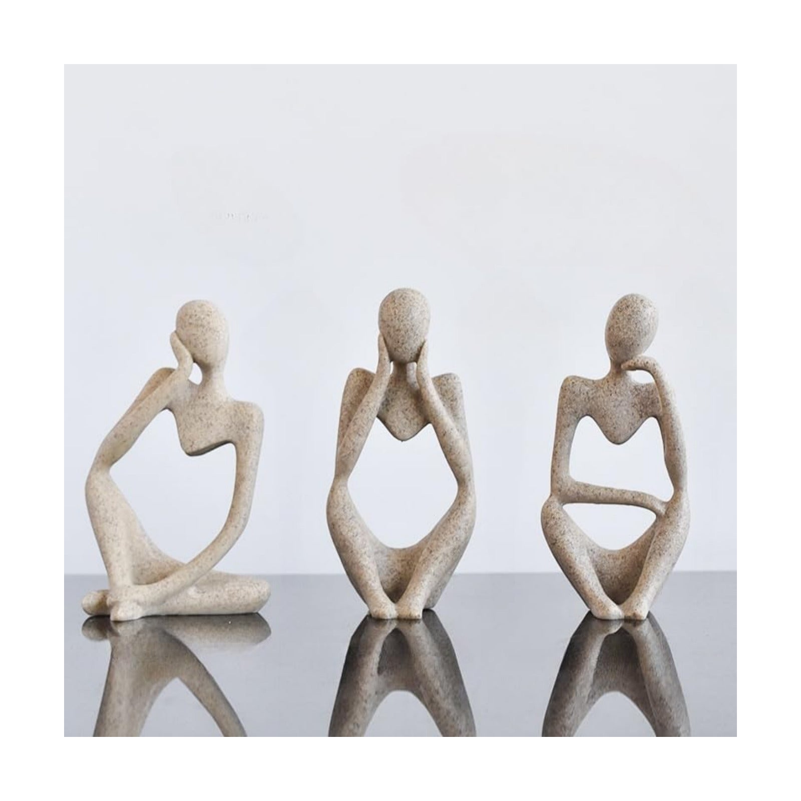 Pcs Resin Trendy Abstract Art Sculpture Collectible Figurines Home / Sand / White / Set of 3