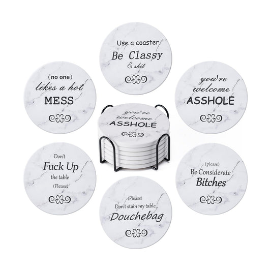 Holder / Marble Style Ceramic Drink Coaster / Style 10 / Set of 6