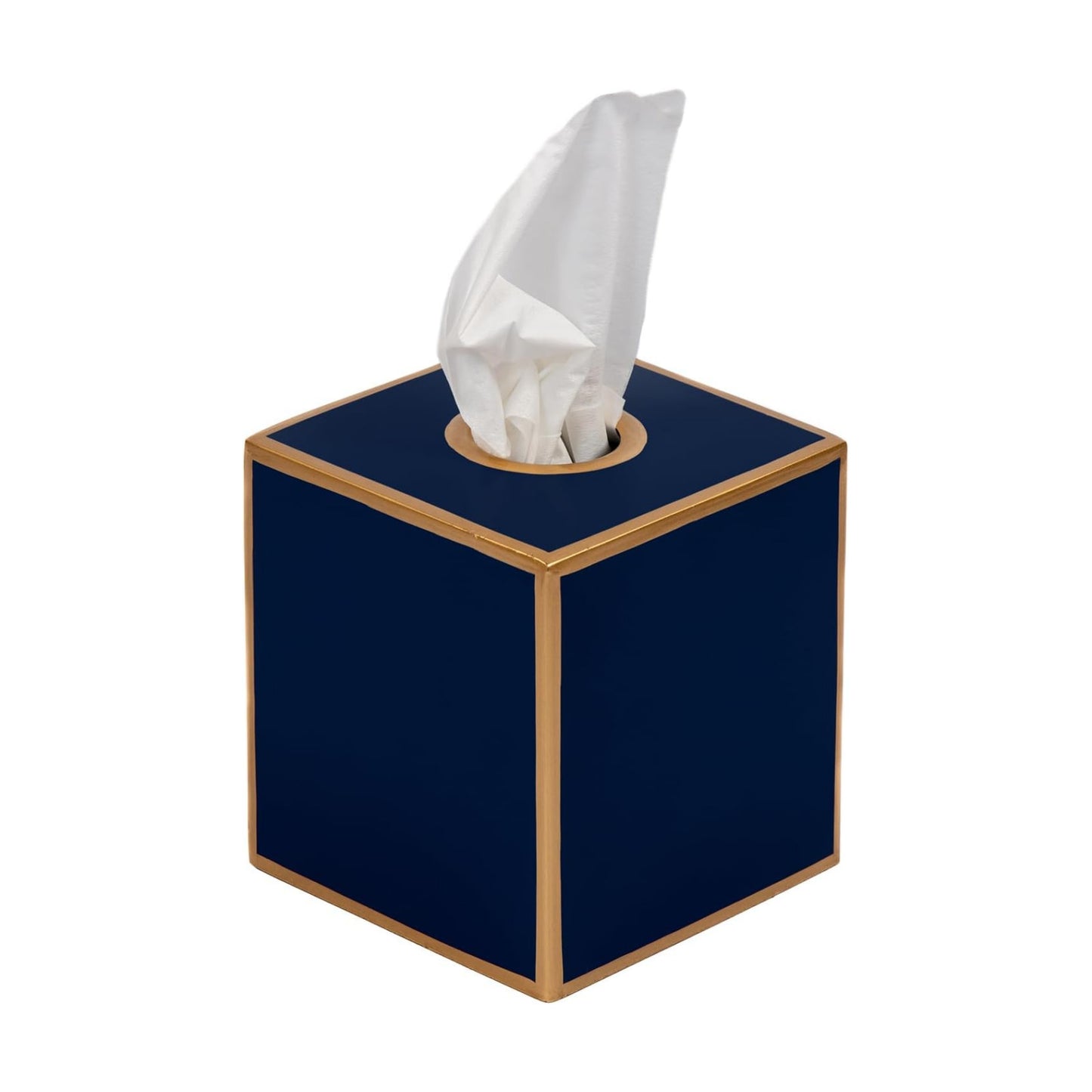 Tissue Box Cover Gold Tissue Holder / Indigo Blue