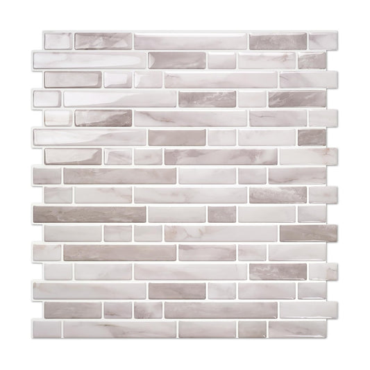 3D Self Adhesive Peel and Stick Tile Backsplash / Warm Greige / 12 x 12 / Set of 10