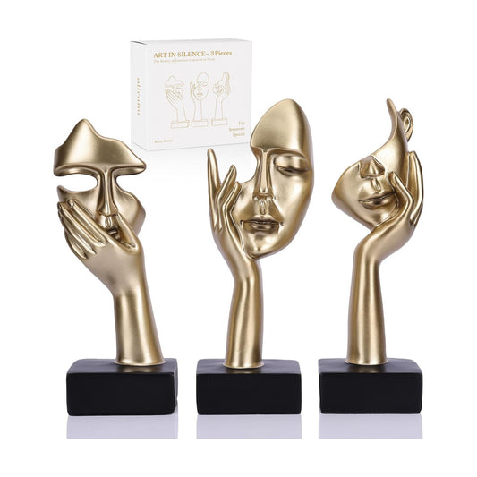 Thinker Large Statue Set / Gold / Set of 9