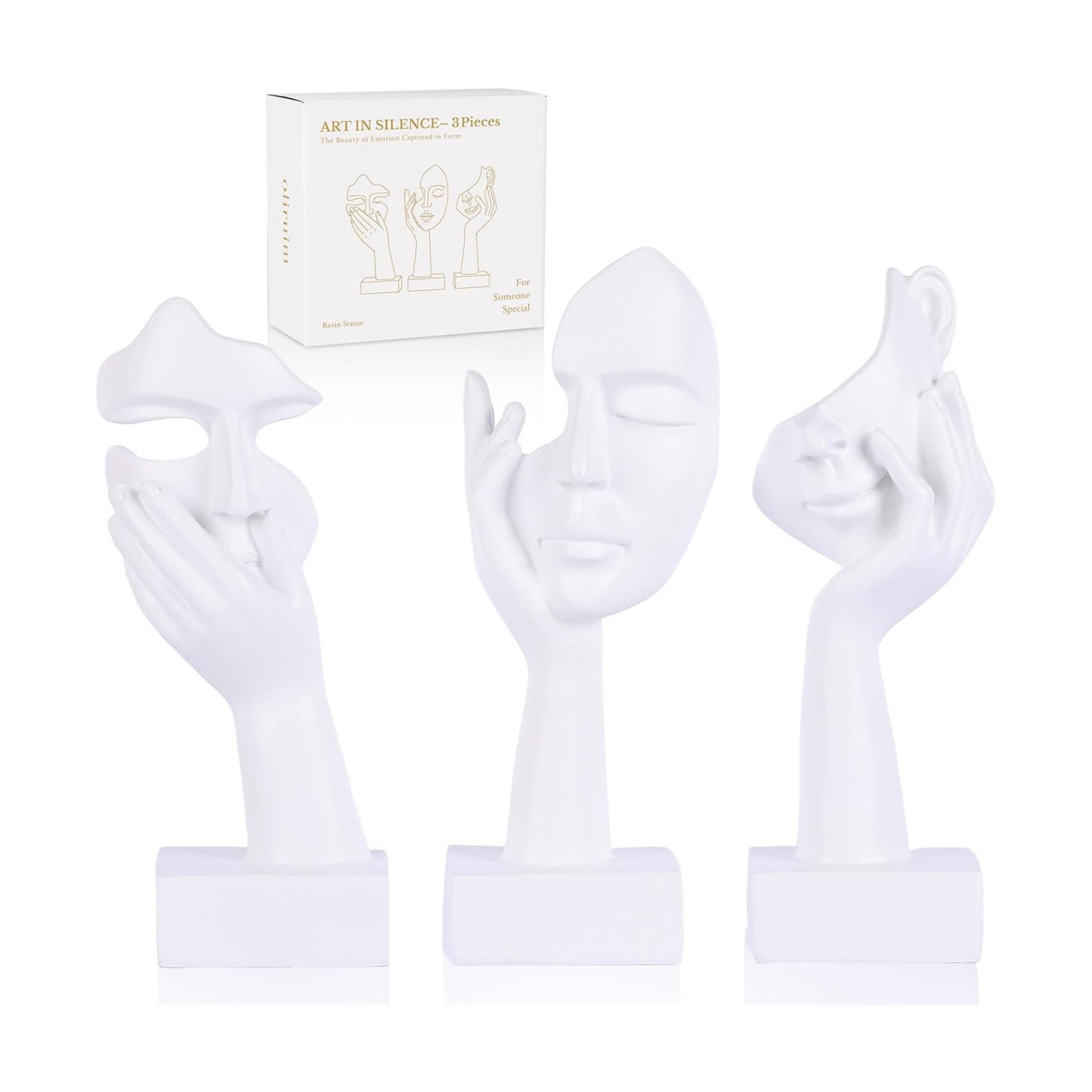 Art Abstract Home Accent Figurines for Decor Woman Apartment Bookshelf Floating / White / Set of 6