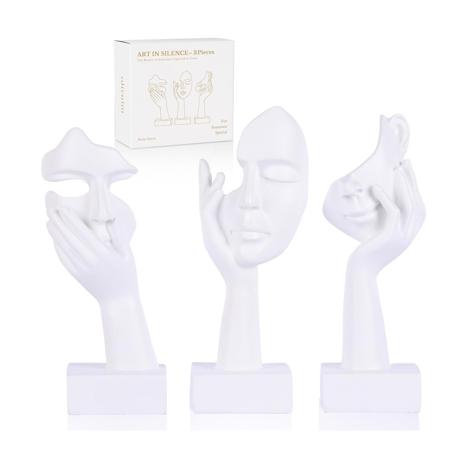 Art Abstract Home Accent Figurines for Decor Woman Apartment Bookshelf Floating / White / Set of 6