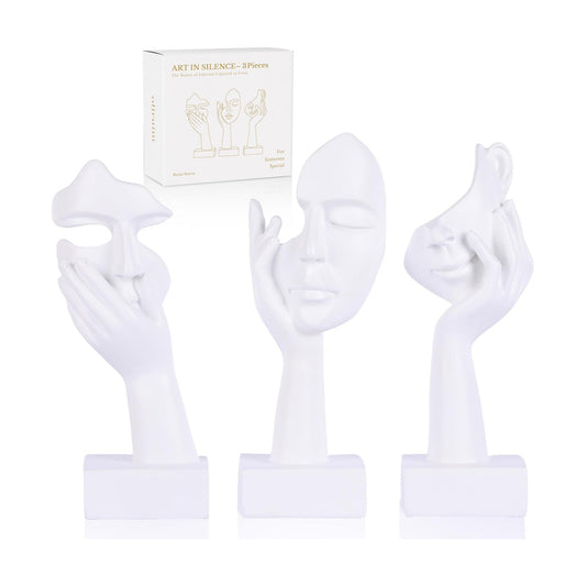 Art Abstract Home Accent Figurines for Decor Woman Apartment Bookshelf Floating / White / Set of 6