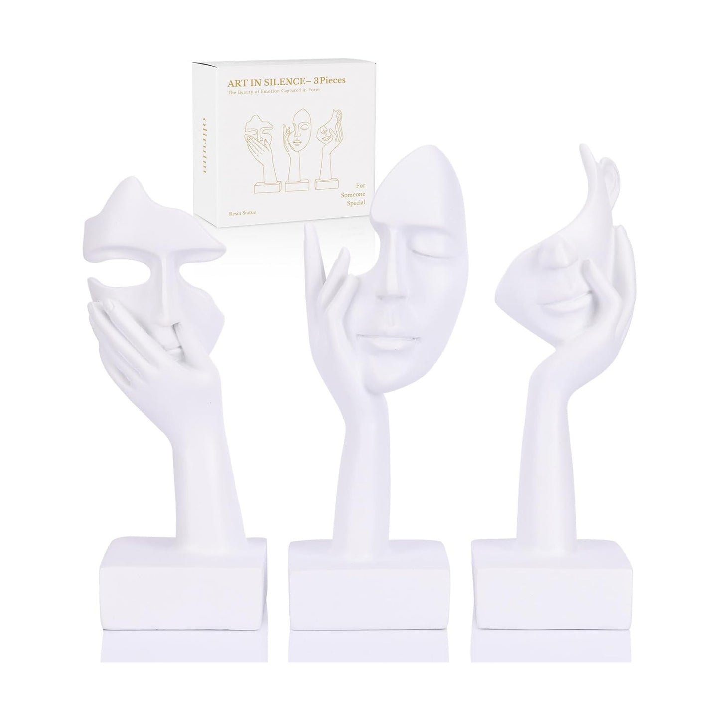 Thinker Large Statue Set / White / Set of 9
