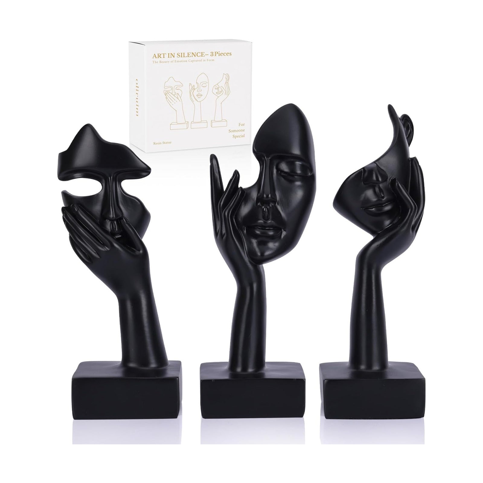 Thinker Large Statue Set / Black / Set of 9