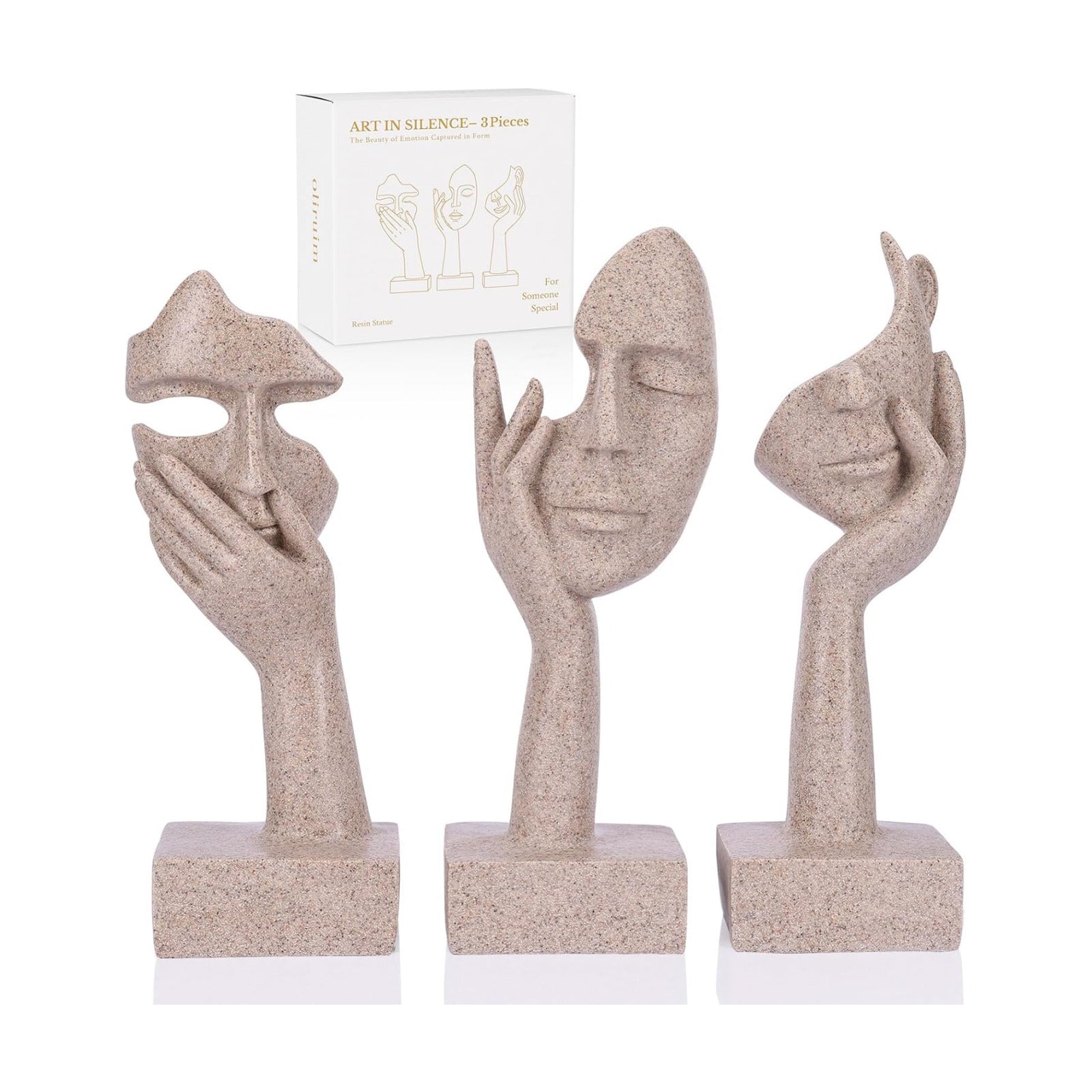 Thinker Large Statue Set / Sandstone / Set of 9