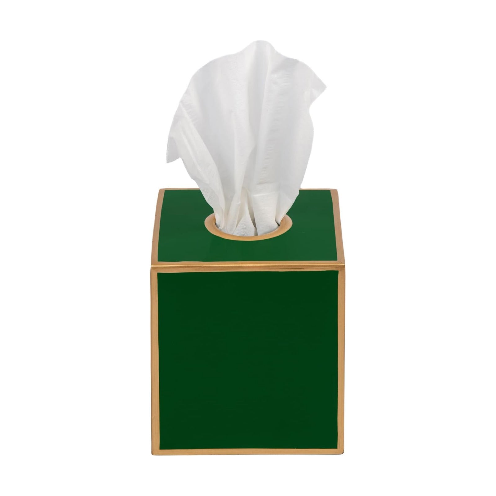Jaye’s Studio Decorative Square Metal Tissue Box Cover Gold / Emerald Green