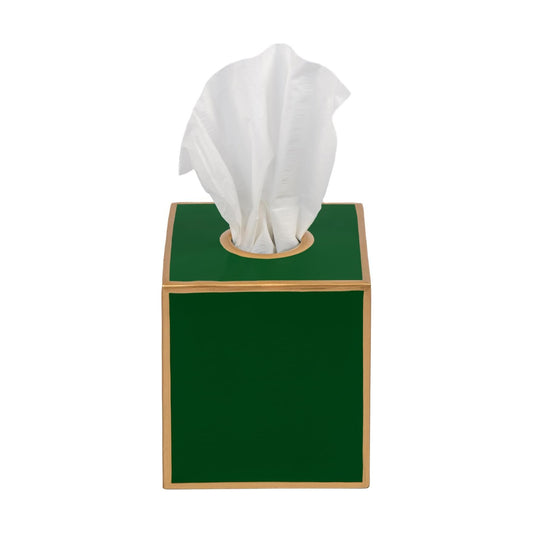 Jaye’s Studio Decorative Square Metal Tissue Box Cover Gold / Emerald Green