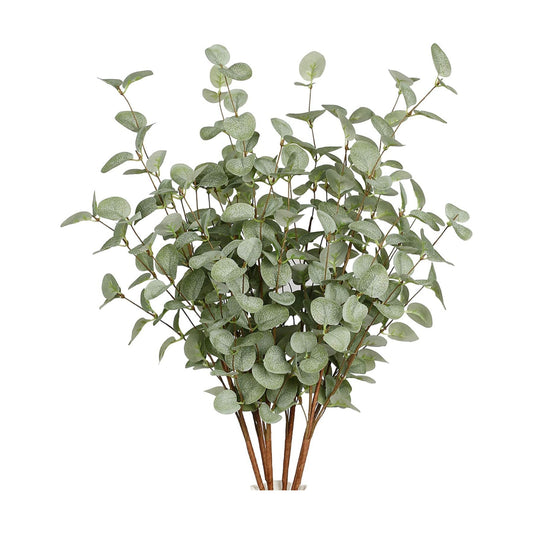 27" Eucalyptus Stems Greenery Stems Eucalyptus Leaf Spray in Silk Plastic Plants / Green / Set of 12