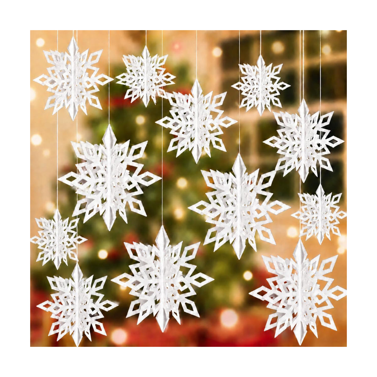 Christmas Hanging Snowflakes Winter Wonderland Decorations, White